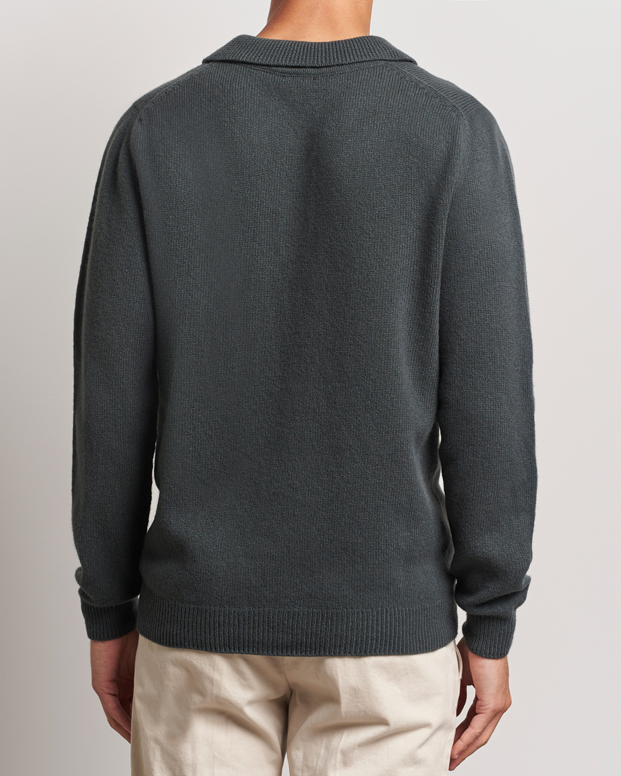 Herre | Trøjer | Sunspel | Lambswool Poloshirt Drill Green