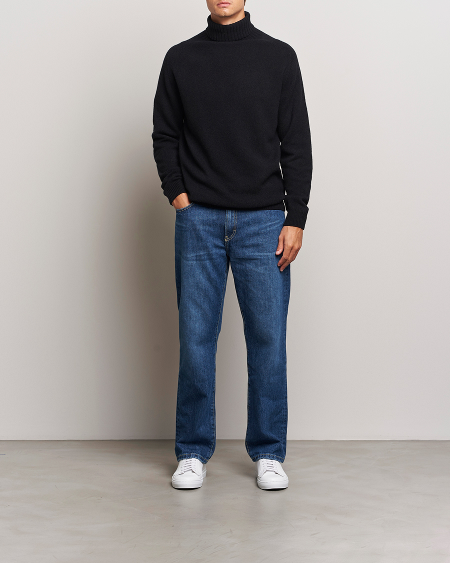 Herre | Trøjer | Sunspel | Lambswool Poloshirt Black
