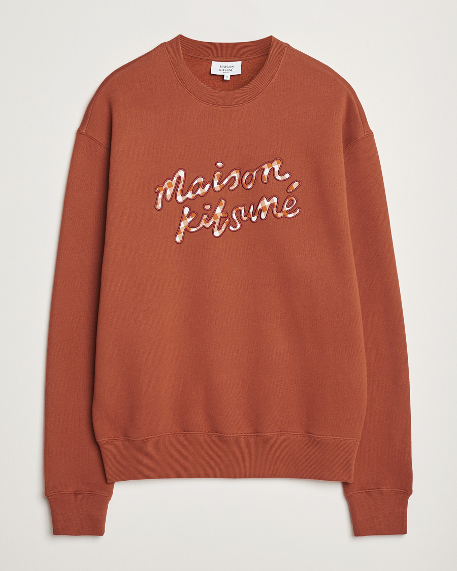 Herre | Trøjer | Maison Kitsuné | Gingham Handwriting Sweatshirt Pecan