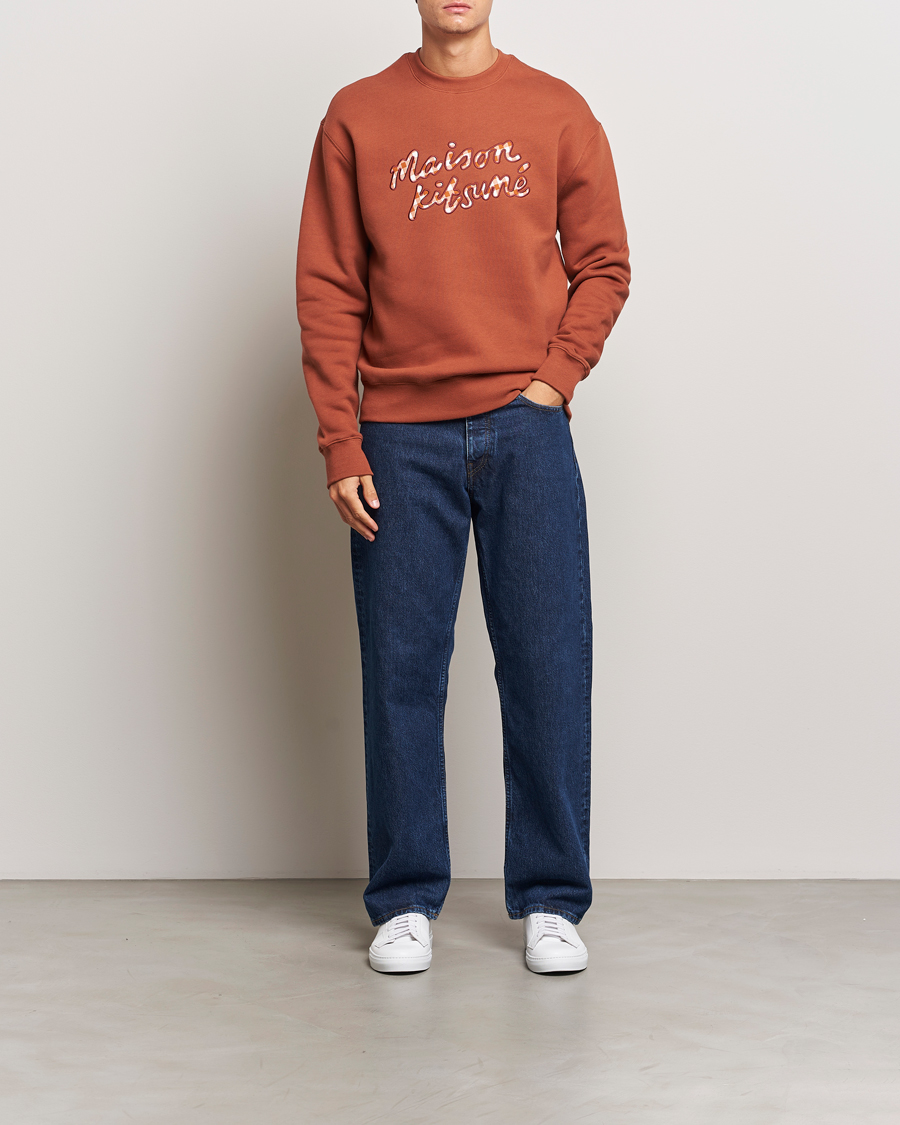 Herre | Trøjer | Maison Kitsuné | Gingham Handwriting Sweatshirt Pecan