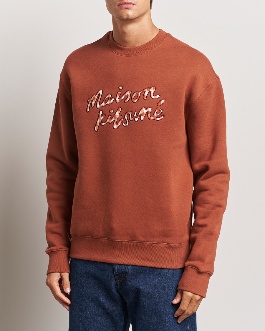 Herre | Trøjer | Maison Kitsuné | Gingham Handwriting Sweatshirt Pecan
