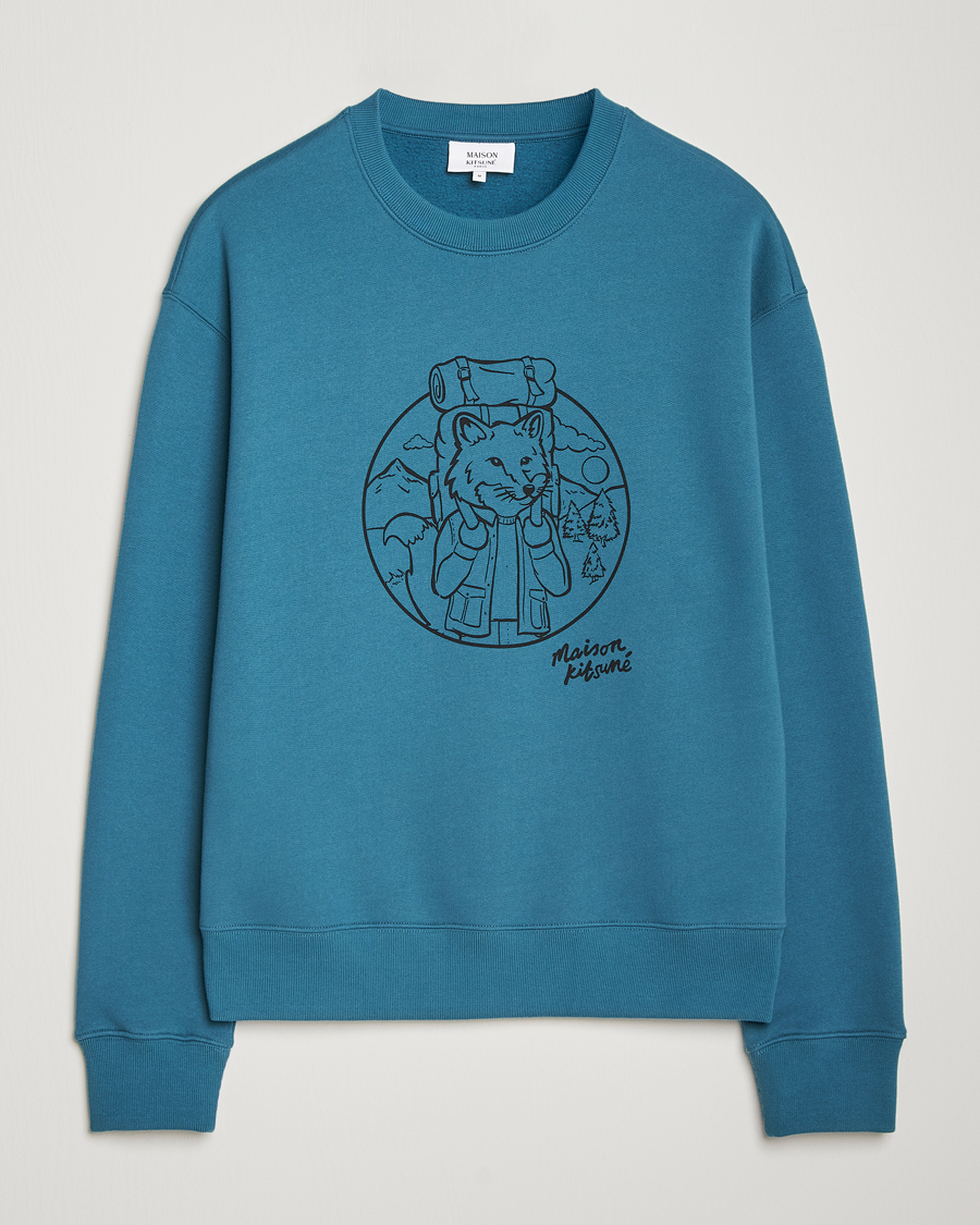 Herre | Trøjer | Maison Kitsuné | Ramblin Fox Sweatshirt Lake Blue