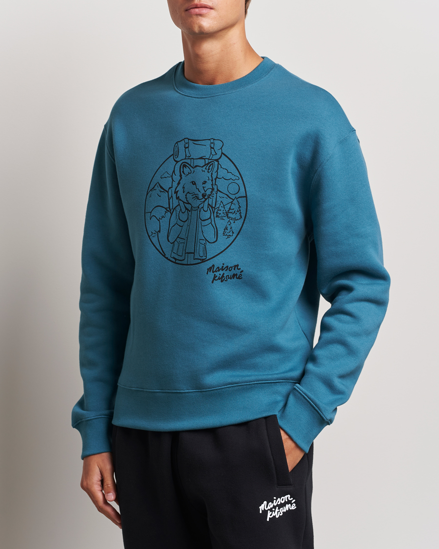 Herre | Trøjer | Maison Kitsuné | Ramblin Fox Sweatshirt Lake Blue
