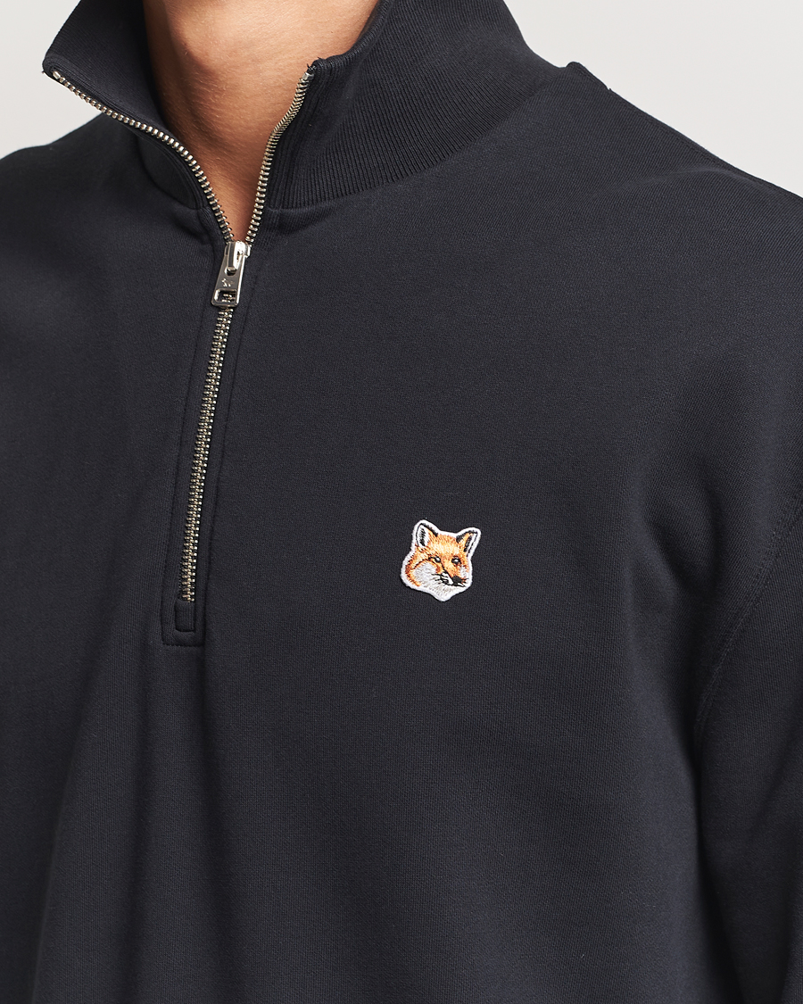 Herre | Trøjer | Maison Kitsuné | Fox Head Half Zip Sweatshirt Black