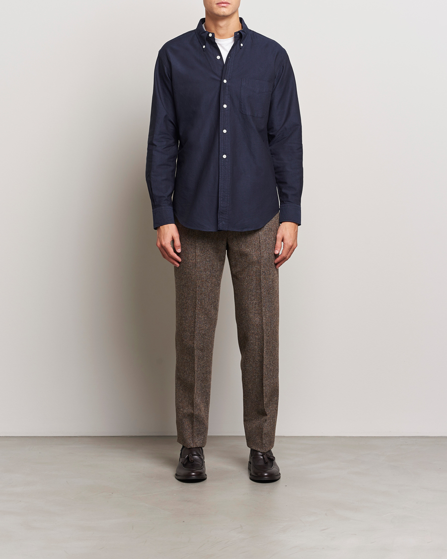 Herre | Skjorter | Kamakura Shirts | Vintage Ivy Oxford Button Down Shirt Navy