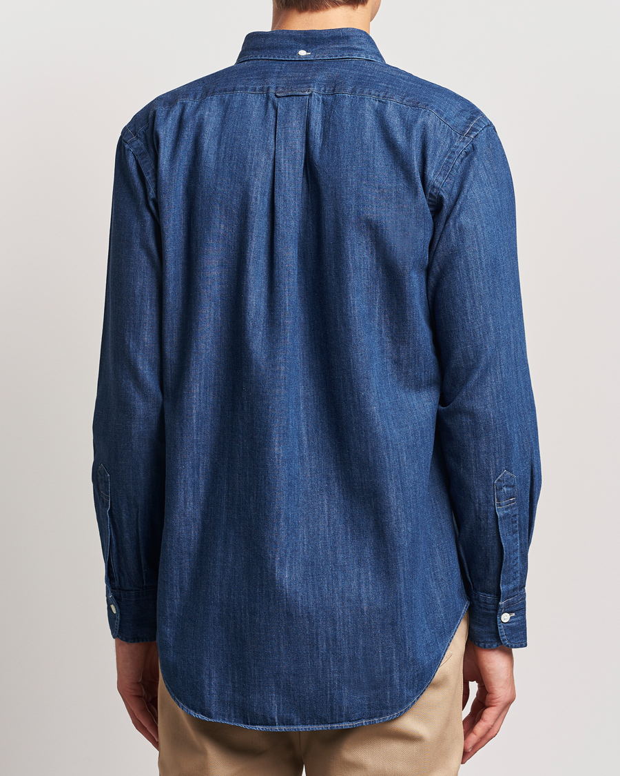 Herre | Skjorter | Kamakura Shirts | Vintage Ivy Denim Button Down Shirt Dark Blue