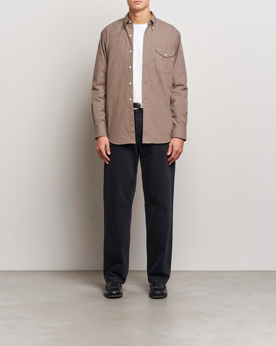 Herre | Skjorter | Kamakura Shirts | Vintage Ivy Flap Pocket Shirt Khaki