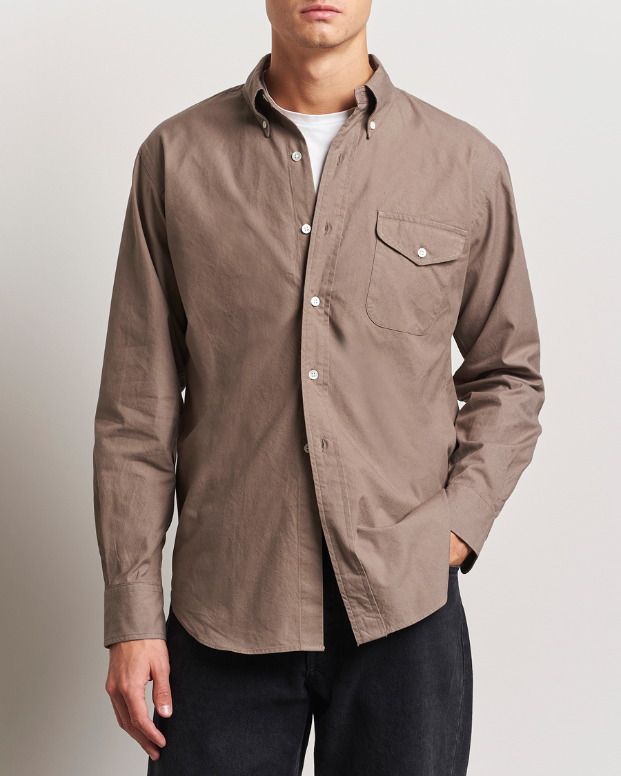 Herre | Skjorter | Kamakura Shirts | Vintage Ivy Flap Pocket Shirt Khaki