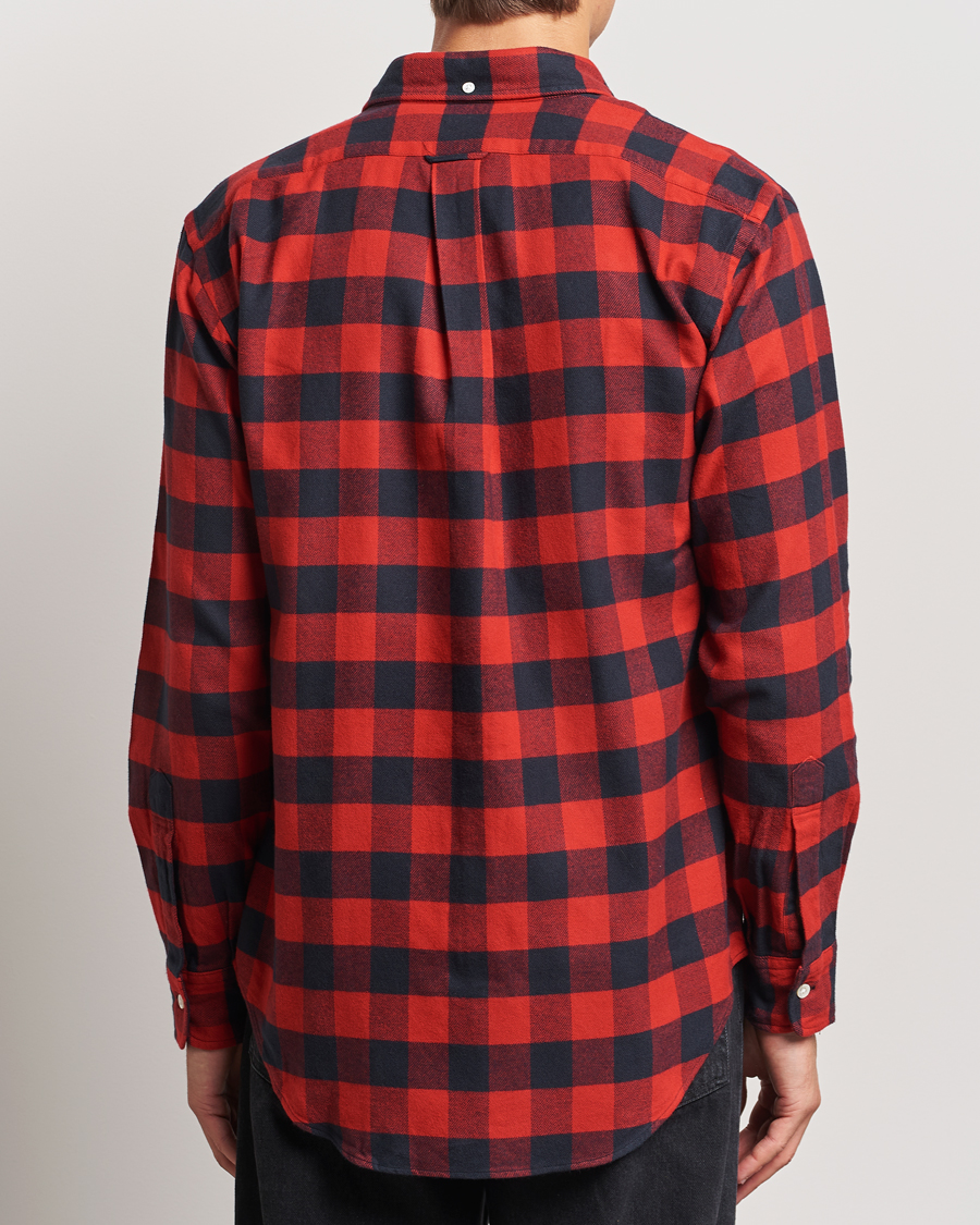 Herre | Skjorter | Kamakura Shirts | Vintage Ivy Buffalo Check Flannel Shirt Red