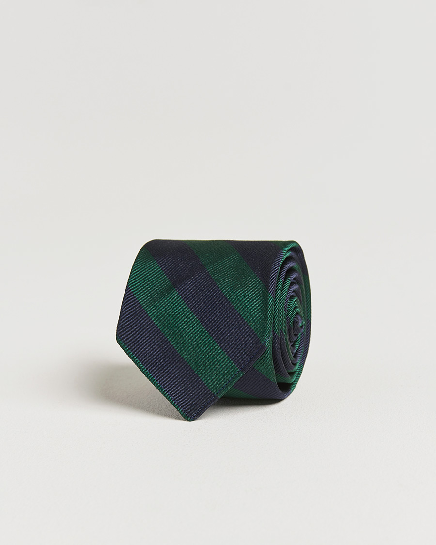 Herre | Kamakura Shirts Vintage Ivy Regimental Stripe Silk Tie Navy/Green | Kamakura Shirts | Vintage Ivy Regimental Stripe Silk Tie Navy/Green