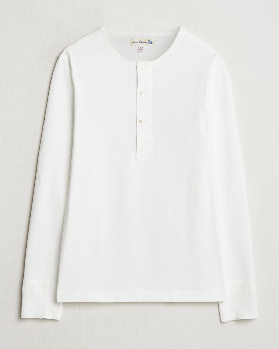 Herre | Trøjer | Merz b. Schwanen | Classic Organic Cotton Henley Sweater White