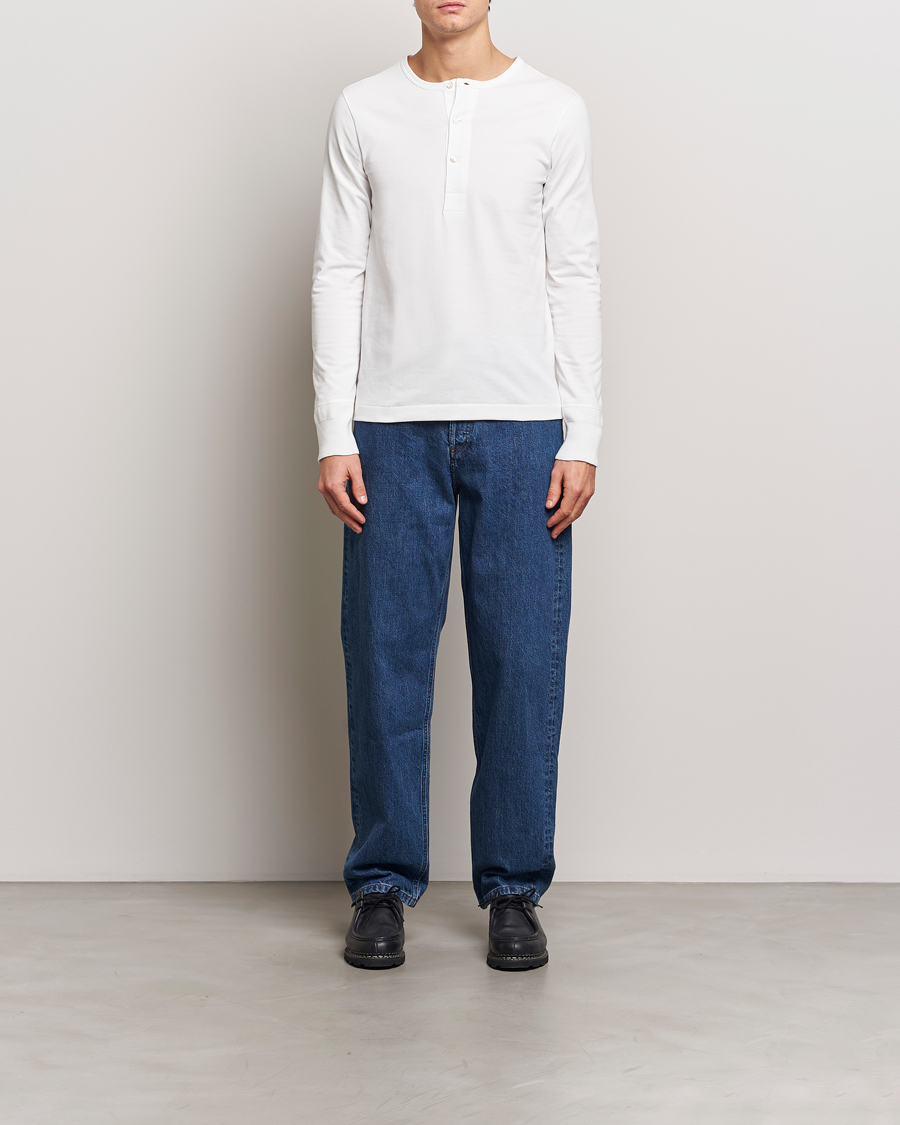 Herre | Trøjer | Merz b. Schwanen | Classic Organic Cotton Henley Sweater White