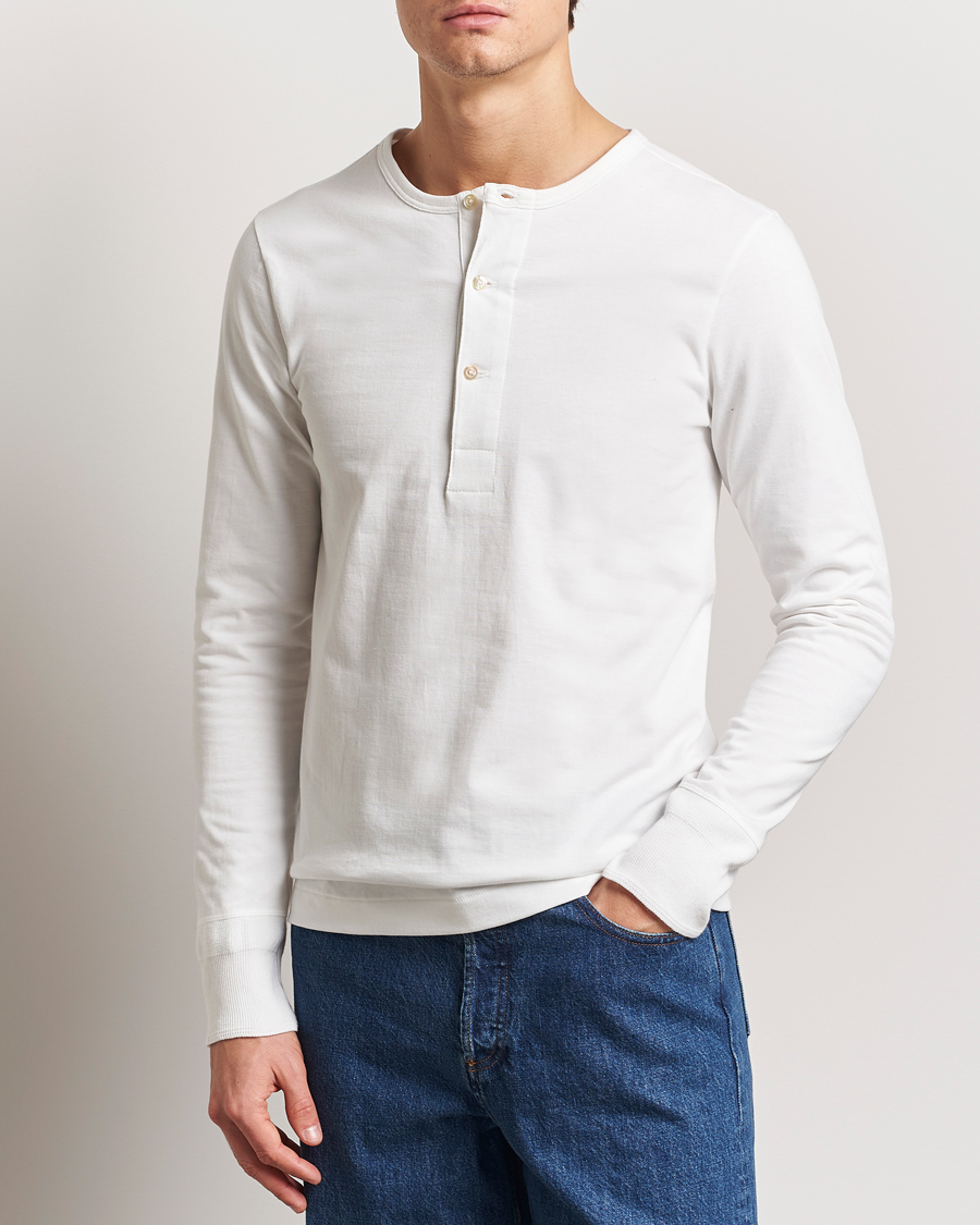Herre | Trøjer | Merz b. Schwanen | Classic Organic Cotton Henley Sweater White