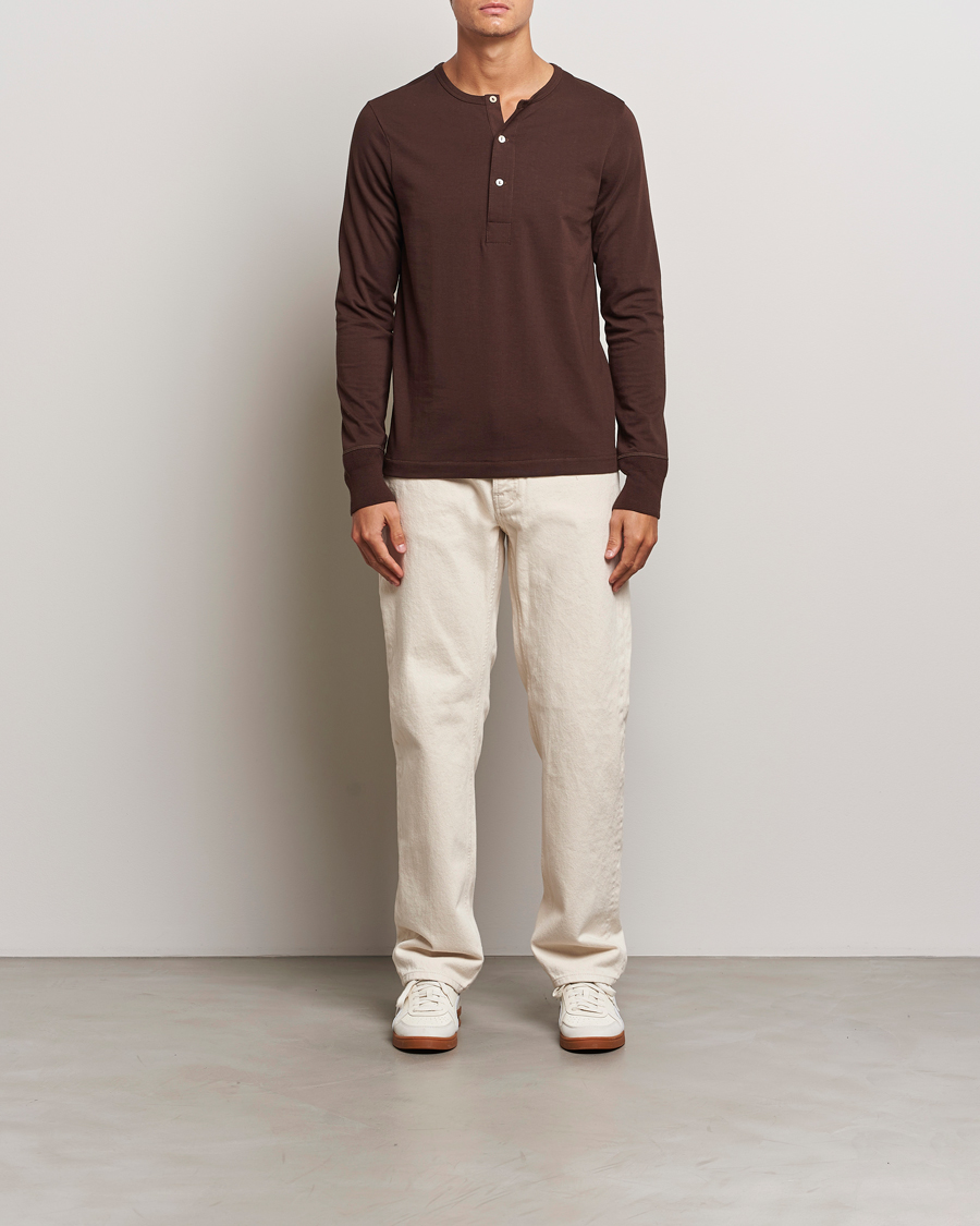 Herre | Trøjer | Merz b. Schwanen | Classic Organic Cotton Henley Coffee