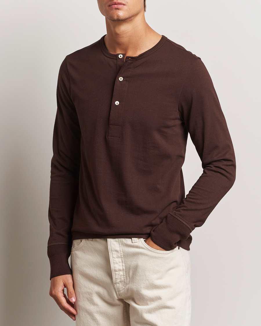 Herre | Trøjer | Merz b. Schwanen | Classic Organic Cotton Henley Coffee