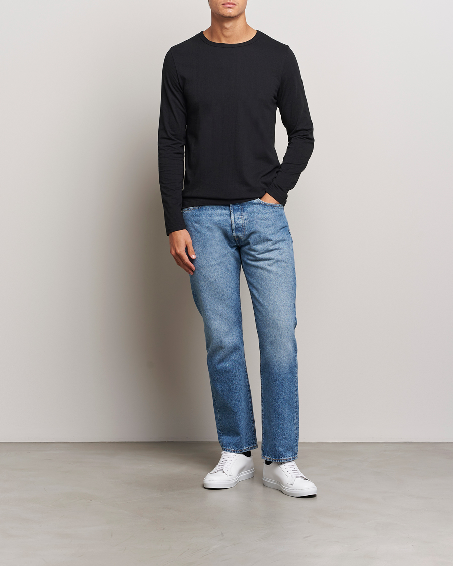 Herre | T-Shirts | Merz b. Schwanen | 1950s Classic Loopwheeled Longsleeve T-Shirt Black