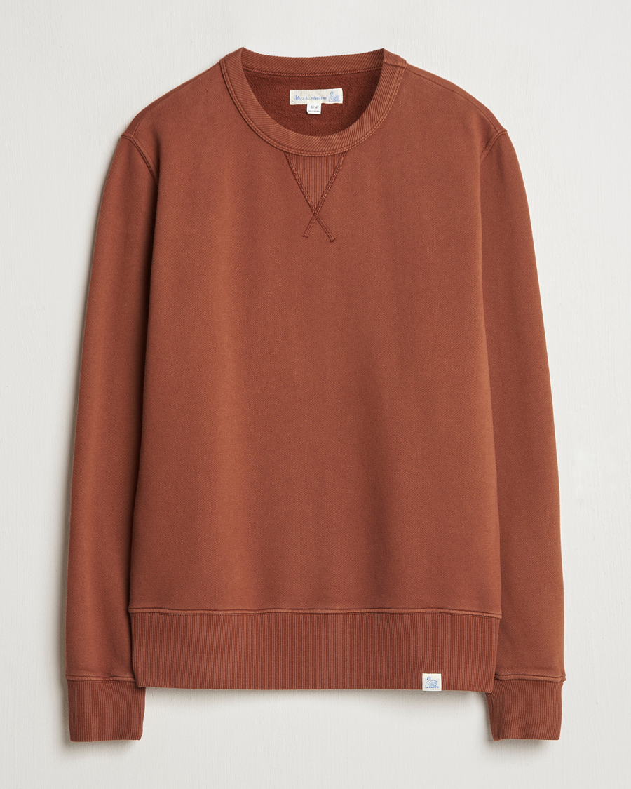 Herre | Trøjer | Merz b. Schwanen | Vintage Fleece Crew Neck Sweatshirt Chestnut