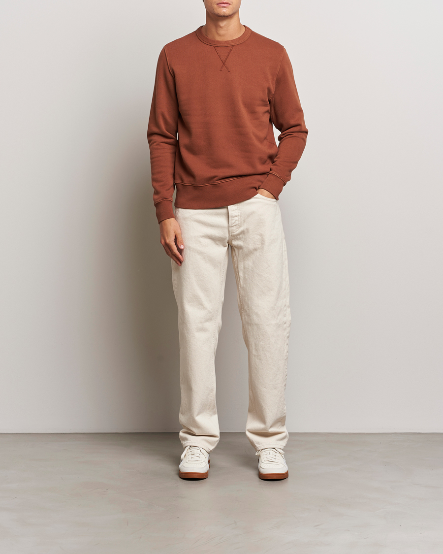 Herre | Trøjer | Merz b. Schwanen | Vintage Fleece Crew Neck Sweatshirt Chestnut