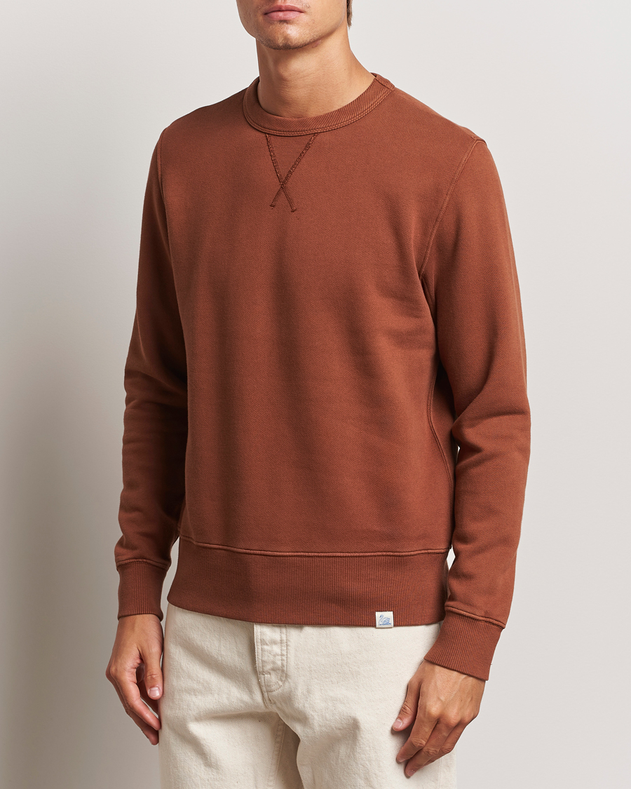 Herre | Trøjer | Merz b. Schwanen | Vintage Fleece Crew Neck Sweatshirt Chestnut