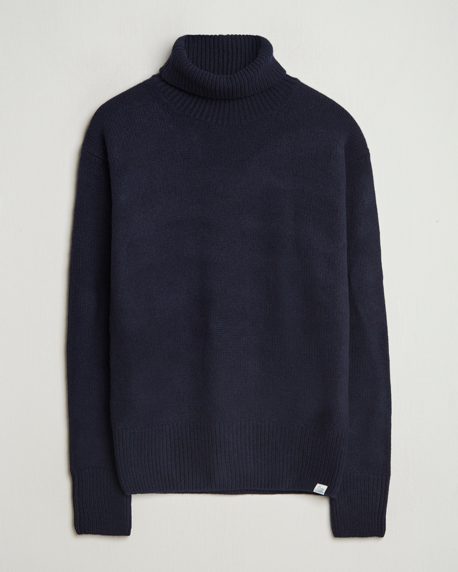 Herre | Trøjer | Merz b. Schwanen | Merino/Cashmere Rollneck Dark Navy
