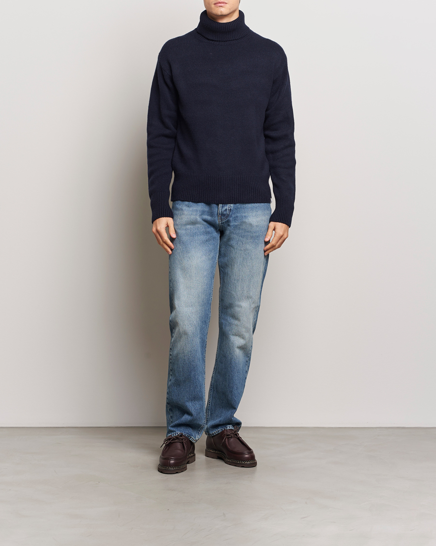 Herre | Trøjer | Merz b. Schwanen | Merino/Cashmere Rollneck Dark Navy