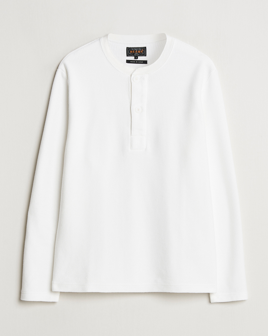 Herre | Trøjer | BEAMS PLUS | Waffle Cotton Henley White