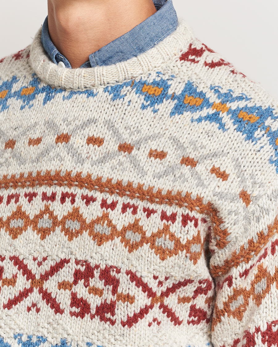 Herre | Trøjer | BEAMS PLUS | Fair Isle Crew Neck Sweater Off White