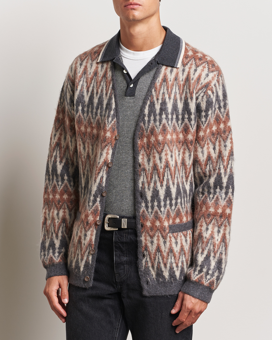 Herre | Trøjer | BEAMS PLUS | Chevron Jacquard Cardigan Grey