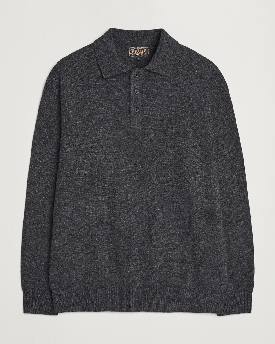 Herre | Trøjer | BEAMS PLUS | Long Sleeve Knitted Polo Charcoal