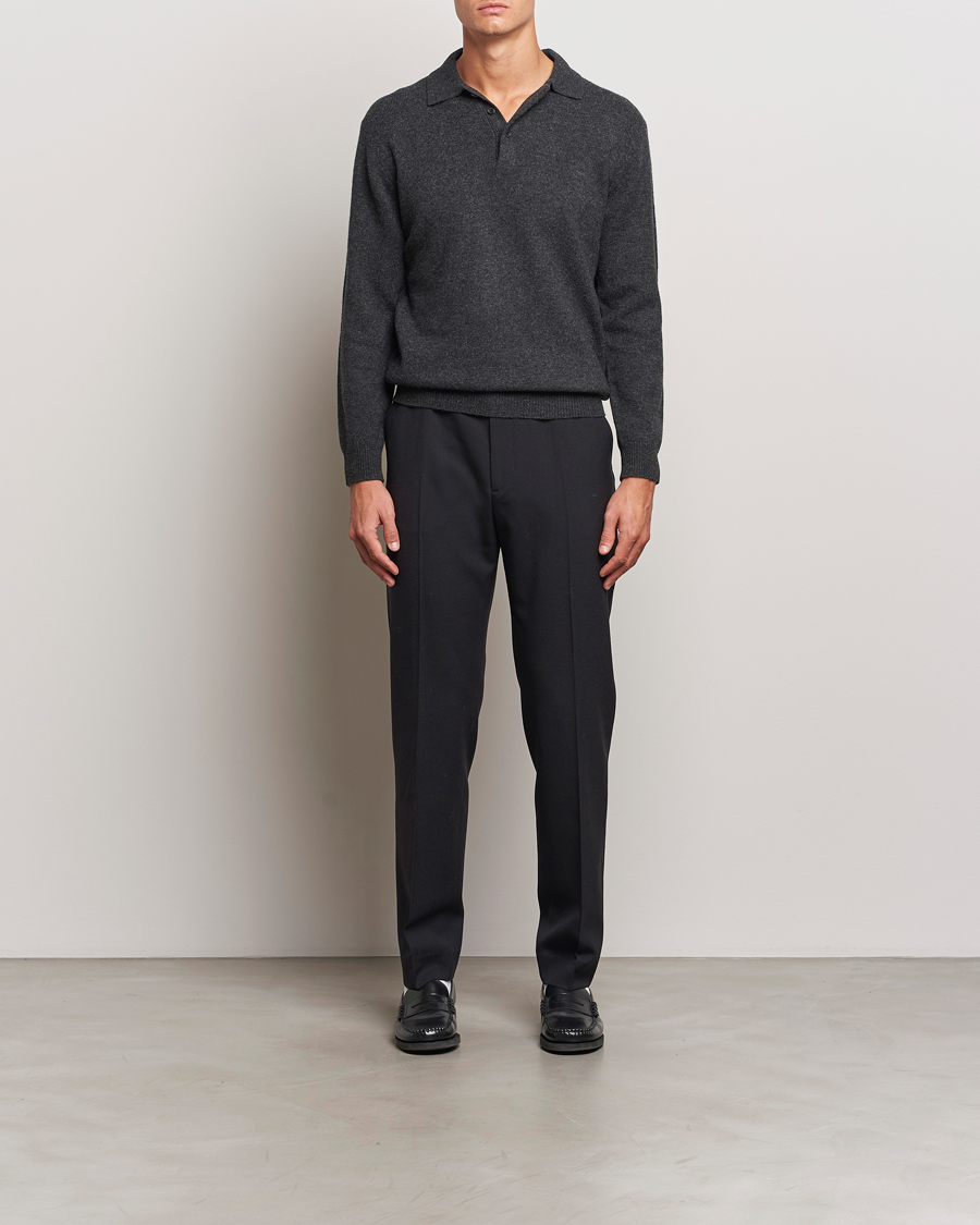 Herre | Trøjer | BEAMS PLUS | Long Sleeve Knitted Polo Charcoal