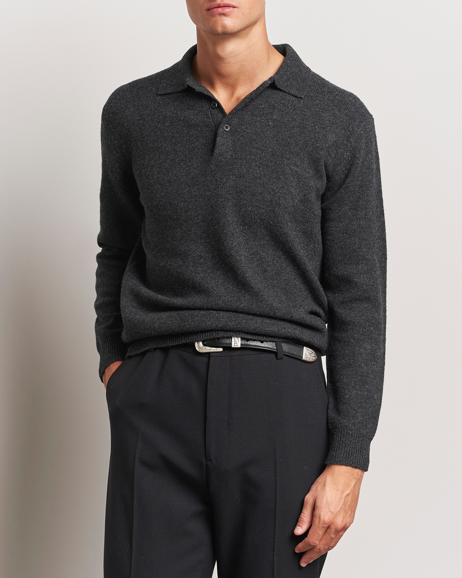 Herre | Trøjer | BEAMS PLUS | Long Sleeve Knitted Polo Charcoal