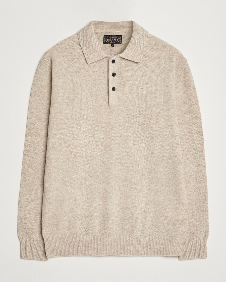 Herre | Trøjer | BEAMS PLUS | Knitted Wool Polo Beige