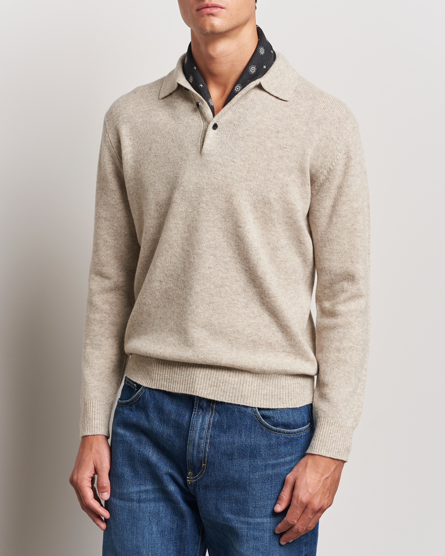 Herre | Trøjer | BEAMS PLUS | Knitted Wool Polo Beige