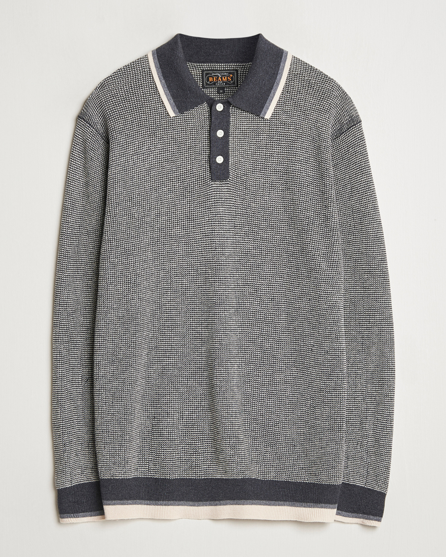 Herre | Trøjer | BEAMS PLUS | Collar Line Knitted Polo Charcoal