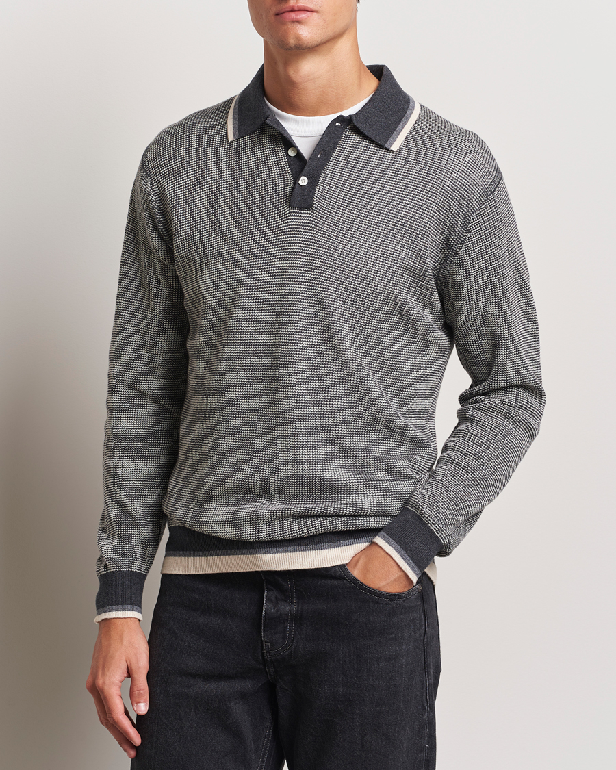 Herre | Trøjer | BEAMS PLUS | Collar Line Knitted Polo Charcoal