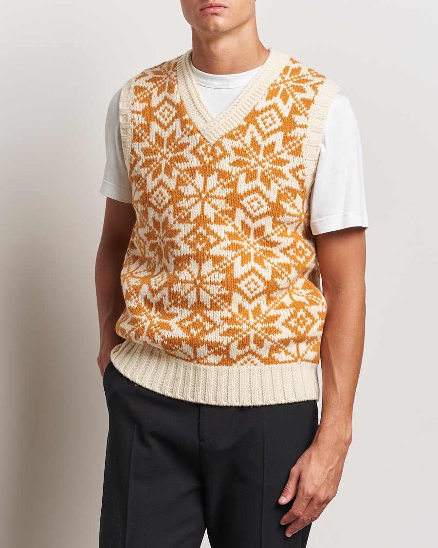 Herre | Trøjer | BEAMS PLUS | Snow Pattern Knit Vest Gold