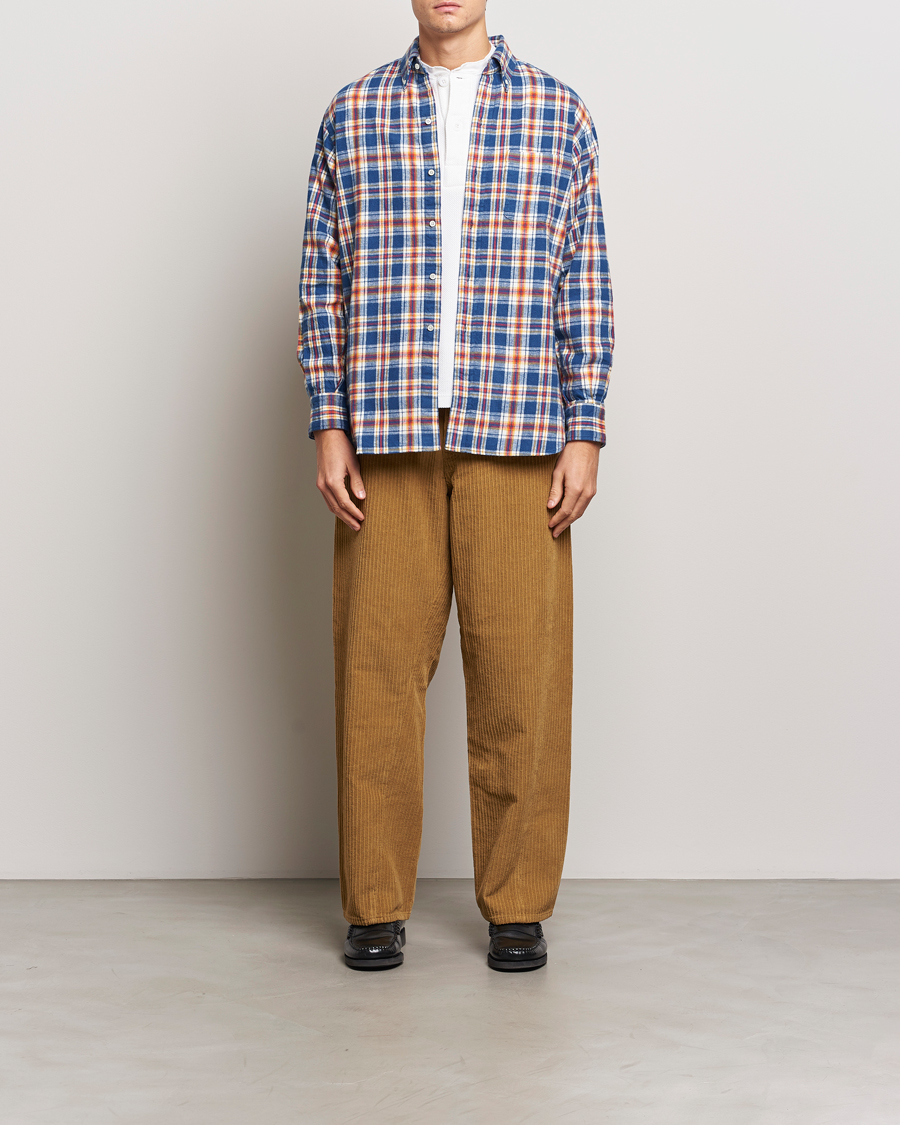 Herre | Skjorter | BEAMS PLUS | Brushed Flannel Button Down Shirt Blue