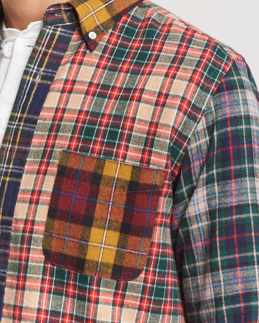 Herre | Skjorter | BEAMS PLUS | Patchwork Flannel Button Down Shirt Mustard Multi