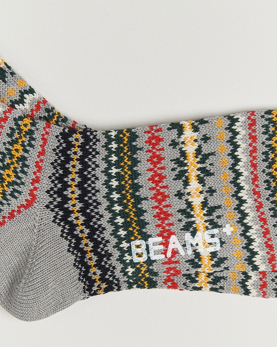 Herre | Undertøj | BEAMS PLUS | Fair Isle Socks Grey