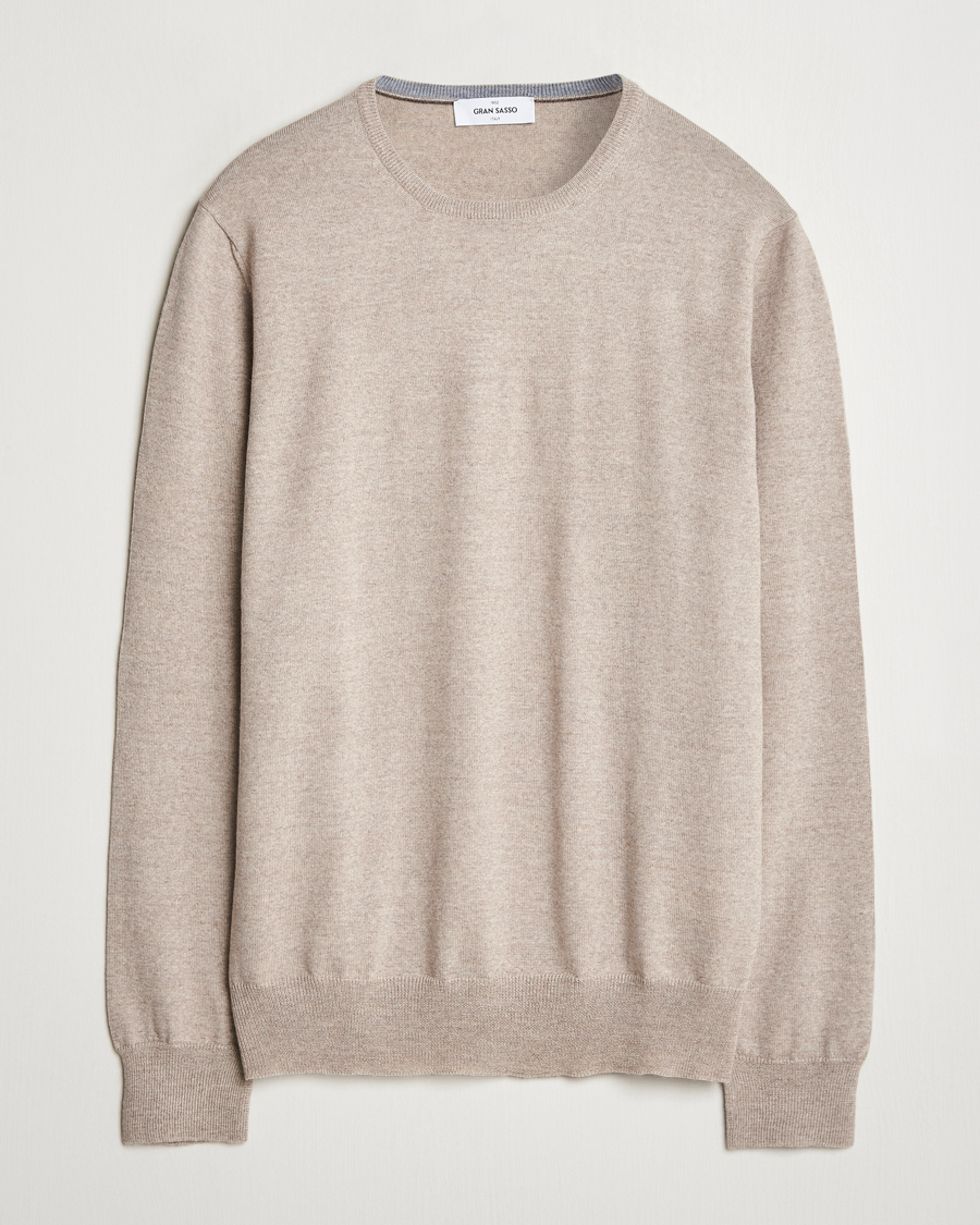 Herre | Trøjer | Gran Sasso | Merino Fashion Fit Crew Neck Pullover Light Beige