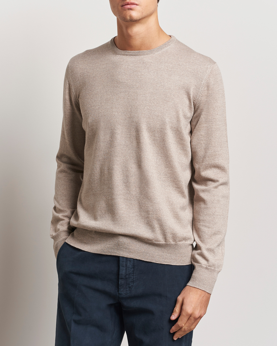 Herre | Trøjer | Gran Sasso | Merino Fashion Fit Crew Neck Pullover Light Beige