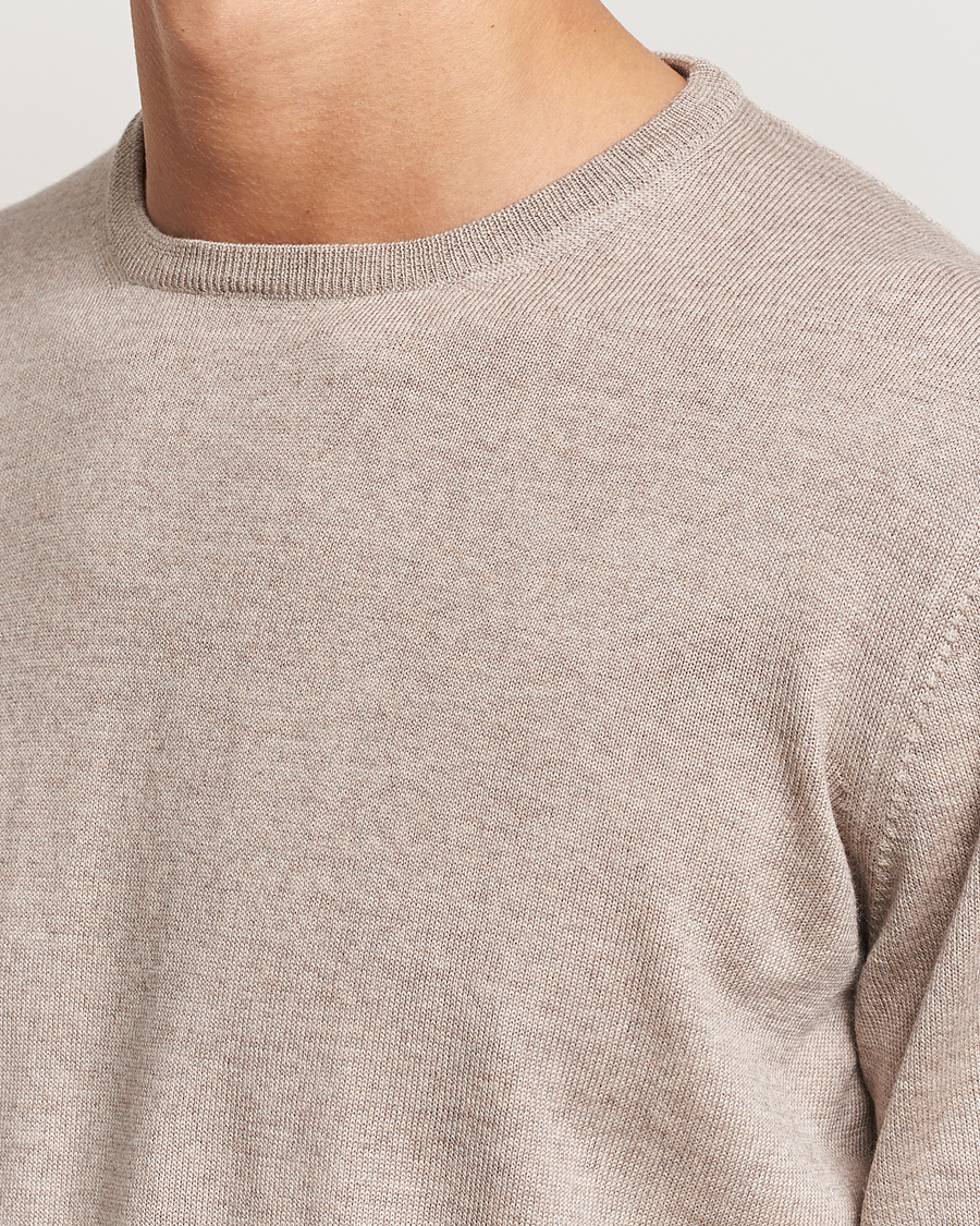 Herre | Trøjer | Gran Sasso | Merino Fashion Fit Crew Neck Pullover Light Beige
