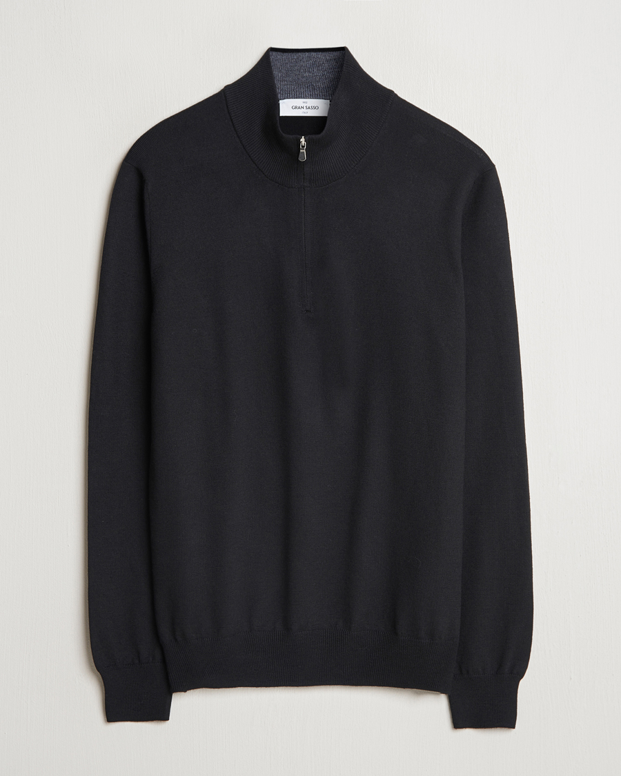 Herre | Trøjer | Gran Sasso | Merino Fashion Fit Half Zip Black