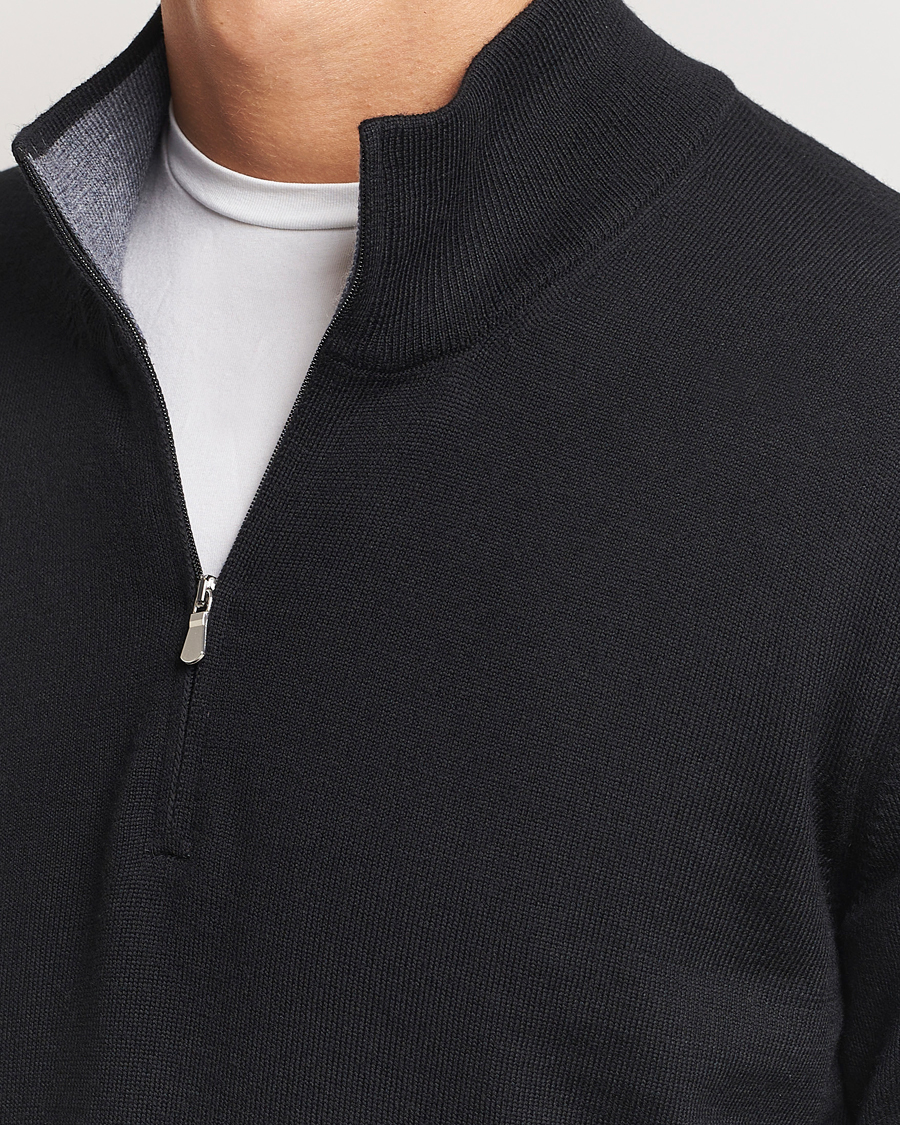 Herre | Trøjer | Gran Sasso | Merino Fashion Fit Half Zip Black