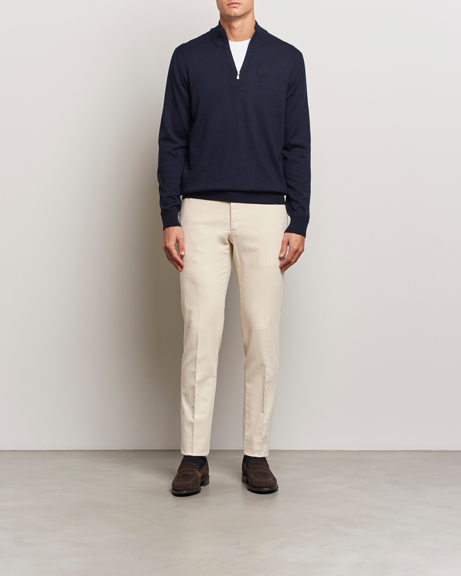 Herre | Trøjer | Gran Sasso | Merino Fashion Fit Half Zip Navy