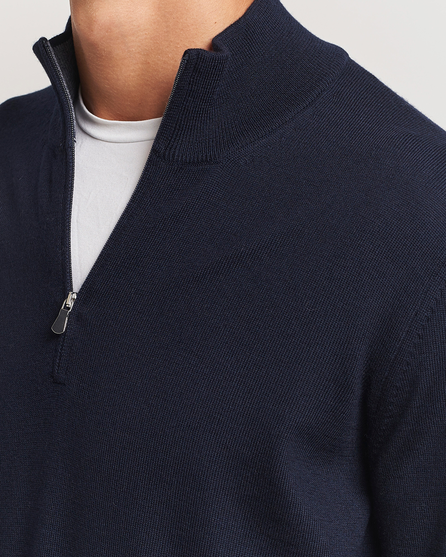 Herre | Trøjer | Gran Sasso | Merino Fashion Fit Half Zip Navy