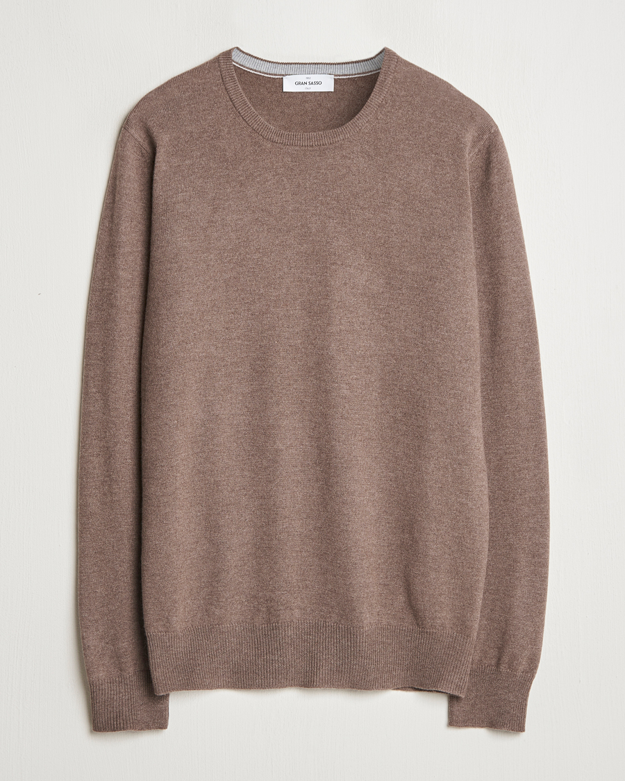 Herre | Trøjer | Gran Sasso | Wool/Cashmere Crew Neck Light Brown