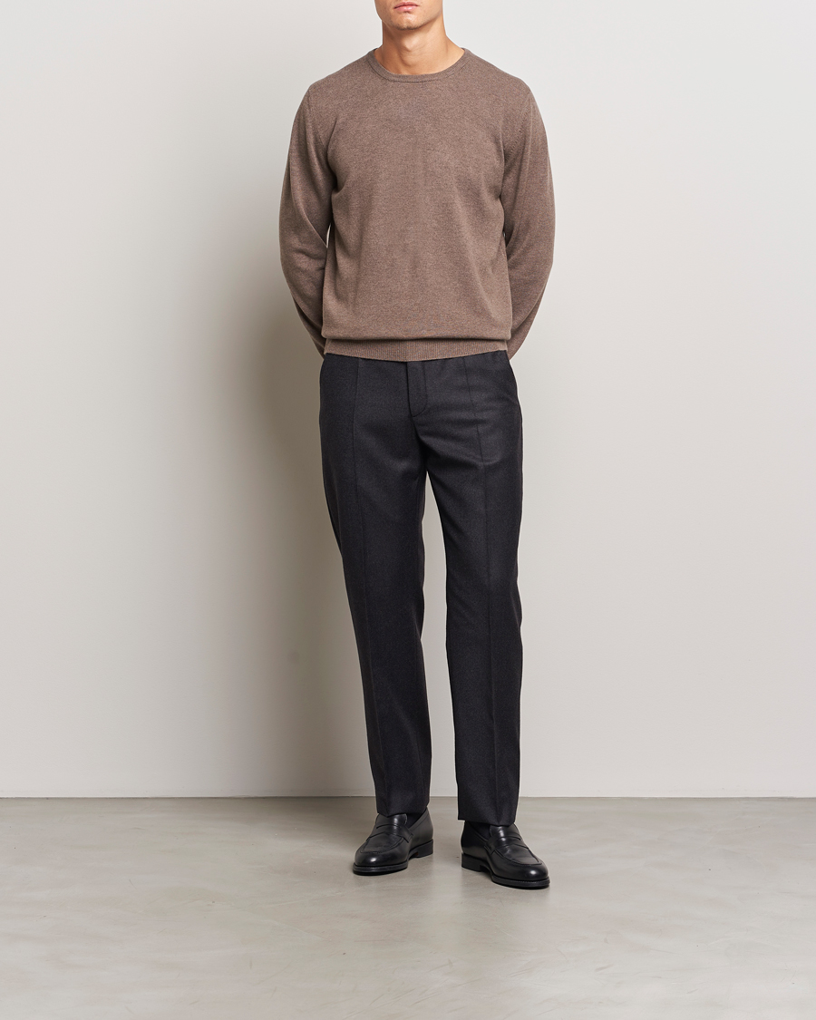 Herre | Trøjer | Gran Sasso | Wool/Cashmere Crew Neck Light Brown
