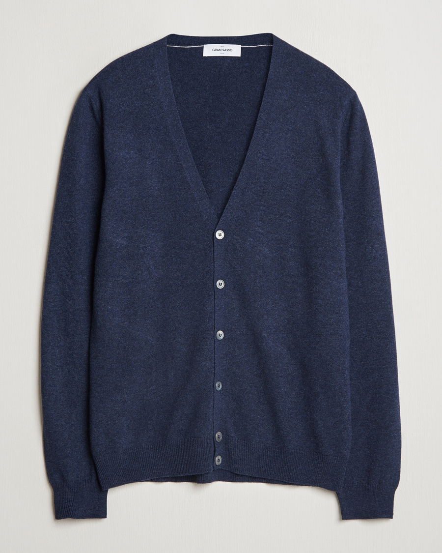 Herre | Trøjer | Gran Sasso | Wool/Cashmere Cardigan Navy Melange