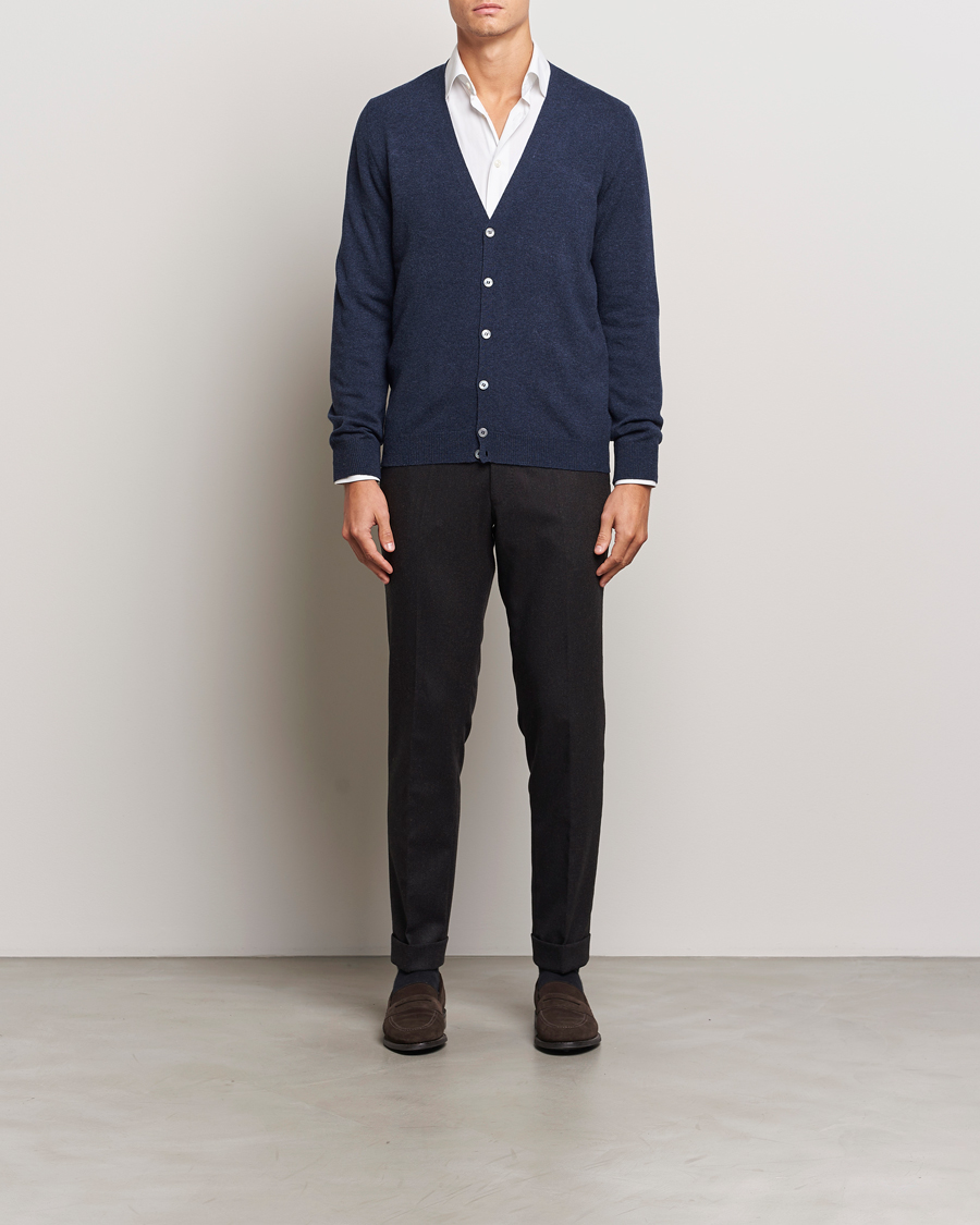 Herre | Trøjer | Gran Sasso | Wool/Cashmere Cardigan Navy Melange